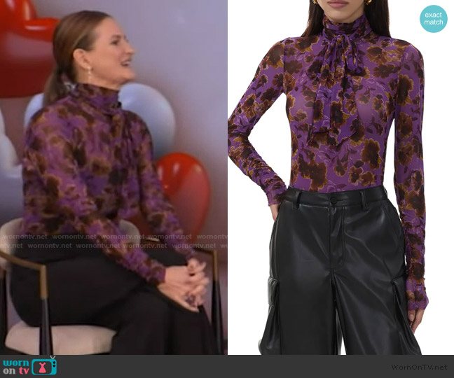AFRM Julien Tie Neck Top worn by Amy Nofziger on Live with Kelly and Mark