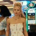 Ainsley’s white floral corset top and skirt on Landman