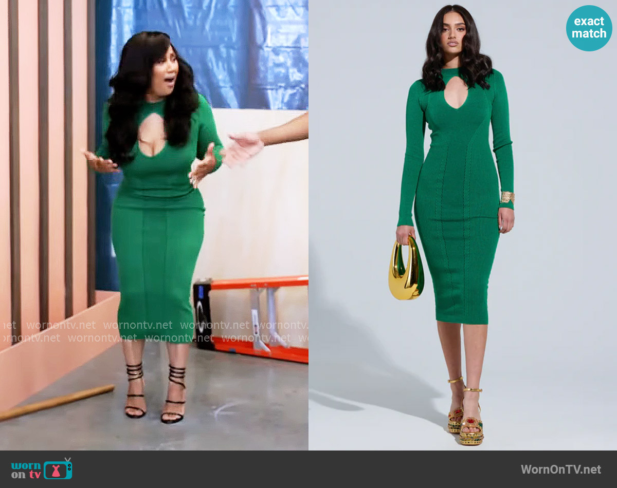 Akira About You Midi Dress in Green worn by Pam (Angie Beyince) on Tyler Perrys Sistas