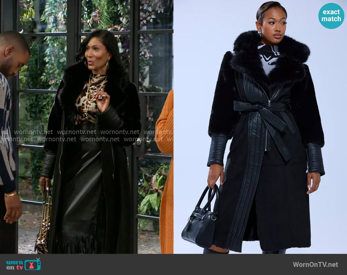 Akira Goodie Mixed Media Coat worn by Dana 'Leslie' Thomas (Trisha Mann-Grant) on Beyond the Gates