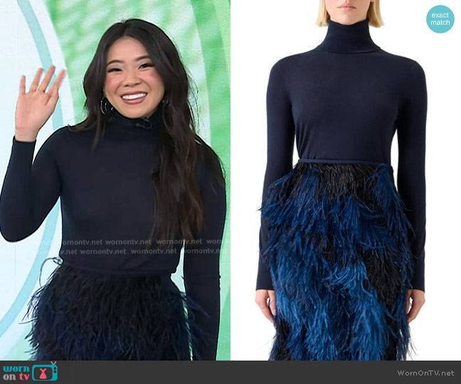Akris Fine Gauge Cashmere & Silk Turtleneck Sweater worn by Vivian Tu on Today