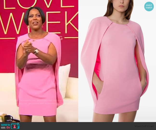 Alberta Ferretti Cape-sleeve mini dress worn by Tamron Hall on Tamron Hall Show