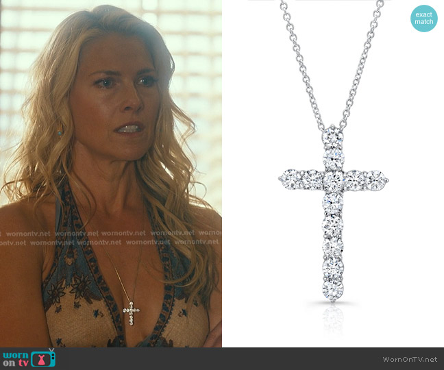 Alexandra Jules Diamond Cross Necklace worn by Angela Norris (Ali Larter) on Landman
