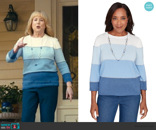 Alfred Dunner Hilton Head Ombre Sweater worn by Lynn Gardner (Julia Duffy) on The Burbs