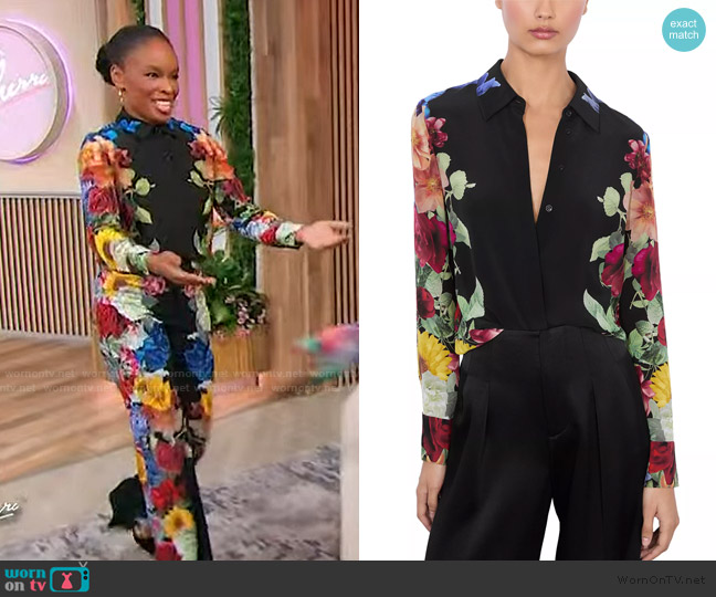 Alice + Olivia Brady Button Front Blouse worn by Amber Ruffin on Sherri