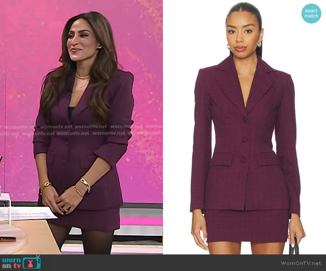 All The Ways Aurelia Blazer in Wine Plaid worn by Ami Desai on Today
