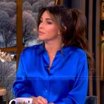Alyssa’s blue satin blouse on The View