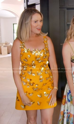 Amanda’s orange butterfly embellished mini dress on The Real Housewives of Beverly Hills