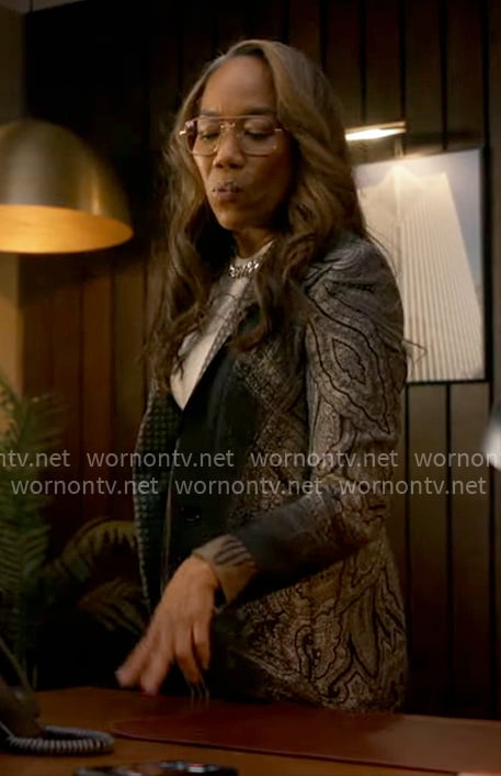 Amanda’s paisley print coat on Will Trent