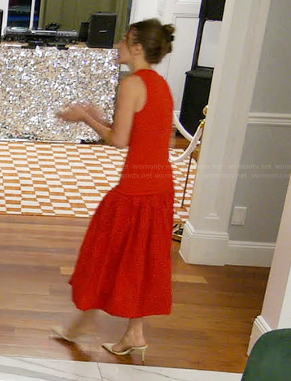 Amanda’s red sleeveless dress on Summer House