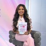Dr. Amy Shah’s pink shirt and flare pants on Today