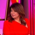 Ana’s red drape asymmetric neckline dress on The View
