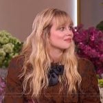 Angourie Rice’s brown printed mini dress on The Jennifer Hudson Show