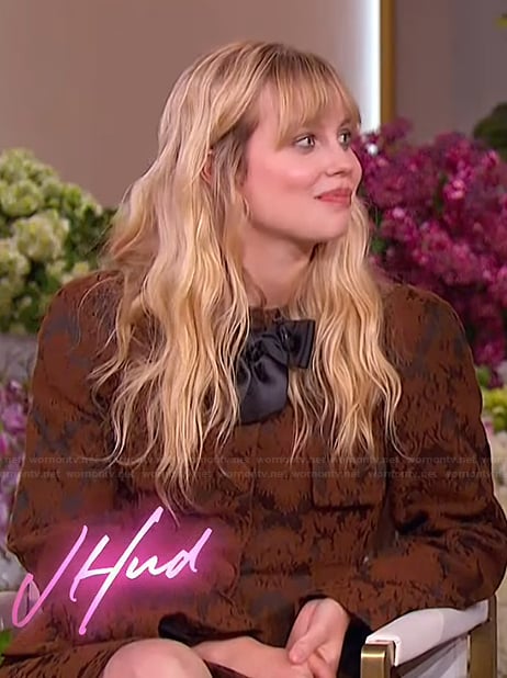Angourie Rice’s brown printed mini dress on The Jennifer Hudson Show
