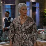 Anita’s printed jacquard belted jacket on Beyond the Gates
