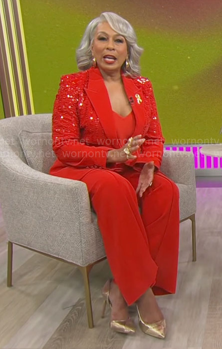 Anita’s red sequin blazer on Beyond the Gates
