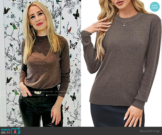 Arach & Cloz Wool Blend Classic Crew Neck Casual Fall Sweaters worn by Chassie Post on Today