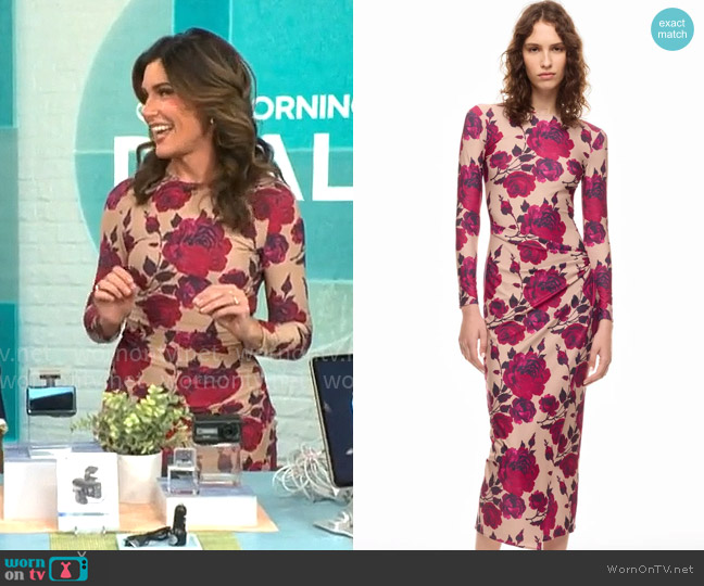 Arias New York Draped Pencil Dress worn by Adriane Kiss on CBS Mornings