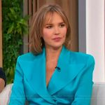 Arielle Kebbel’s blue satin blazer and pants on Sherri