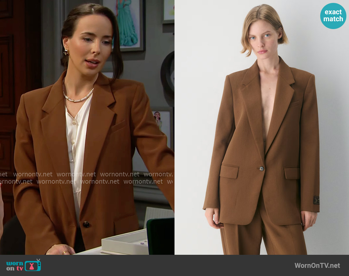 Aritzia Generation Blazer in Chocolatier Brown worn by Ivy Forrester (Ashleigh Brewer) on The Bold and the Beautiful