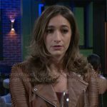 Ashley’s brown leather jacket on Beyond the Gates