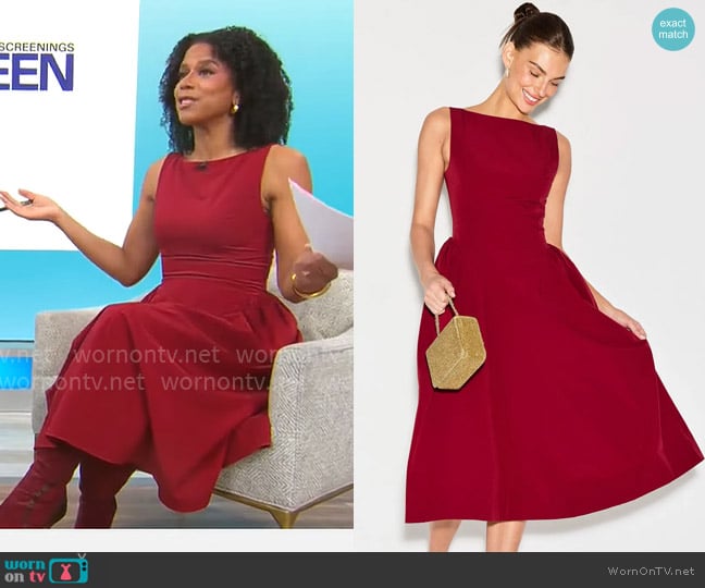Badgley Mischka Boat Neck Midi Dress worn by Adriana Diaz on CBS Mornings