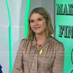 Jenna’s taupe print tie neck blouse and pants on Today
