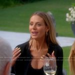 Dorit’s black halter pointelle dress and cardigan on The Real Housewives of Beverly Hills
