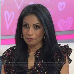 Niro Feliciano’s black floral flutter sleeve top on Today
