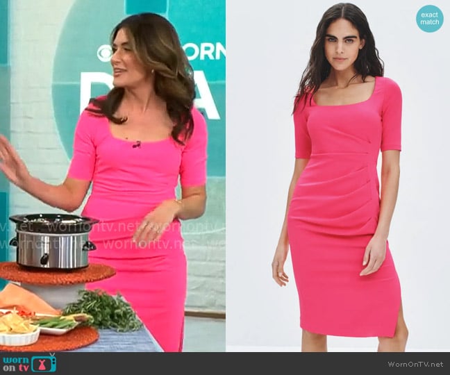 Black Halo Salvanna Sheath Dress worn by Adriane Kiss on CBS Mornings
