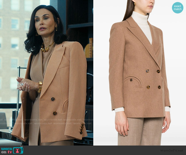 Blaze Milano Cholita double-breasted blazer worn by Cami Miller (Demi Moore) on Landman