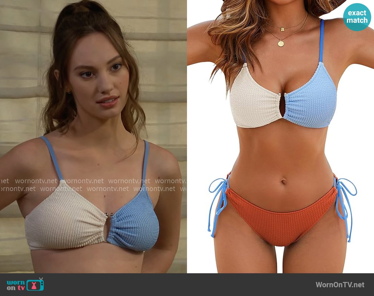 Blooming Jelly Textured U-Wire Bikini in Color Block1 worn by Melissa Dylan (Sydney Bullock) on The Bold and the Beautiful