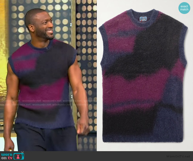 Blue Blue Japan Degrade Brushed Jacquard-Knit Sweater Vest worn by Aldis Hodge on Tamron Hall Show
