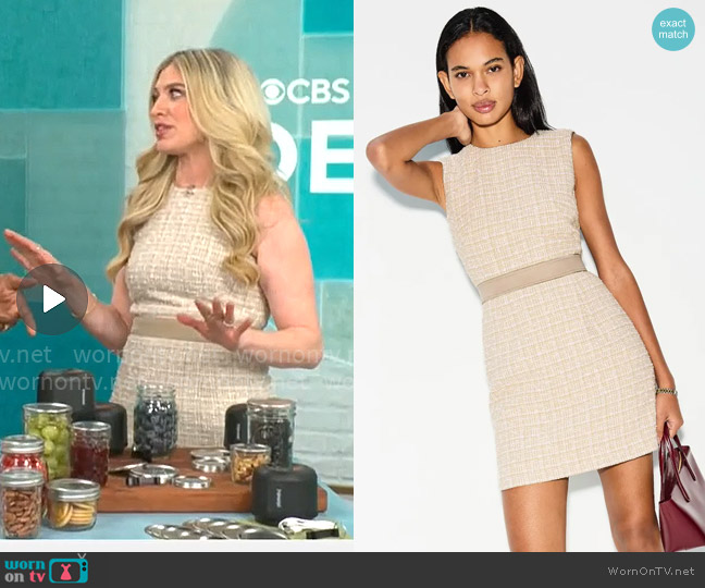 BOSS Diarias Tweed Dress worn by Ashley Bellman on CBS Mornings