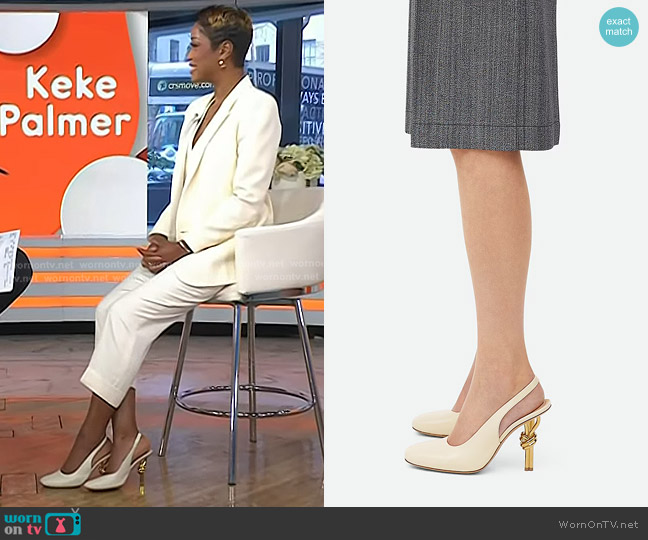 Bottega Veneta Knot Pump in sea salt worn by Keke Palmer on Today
