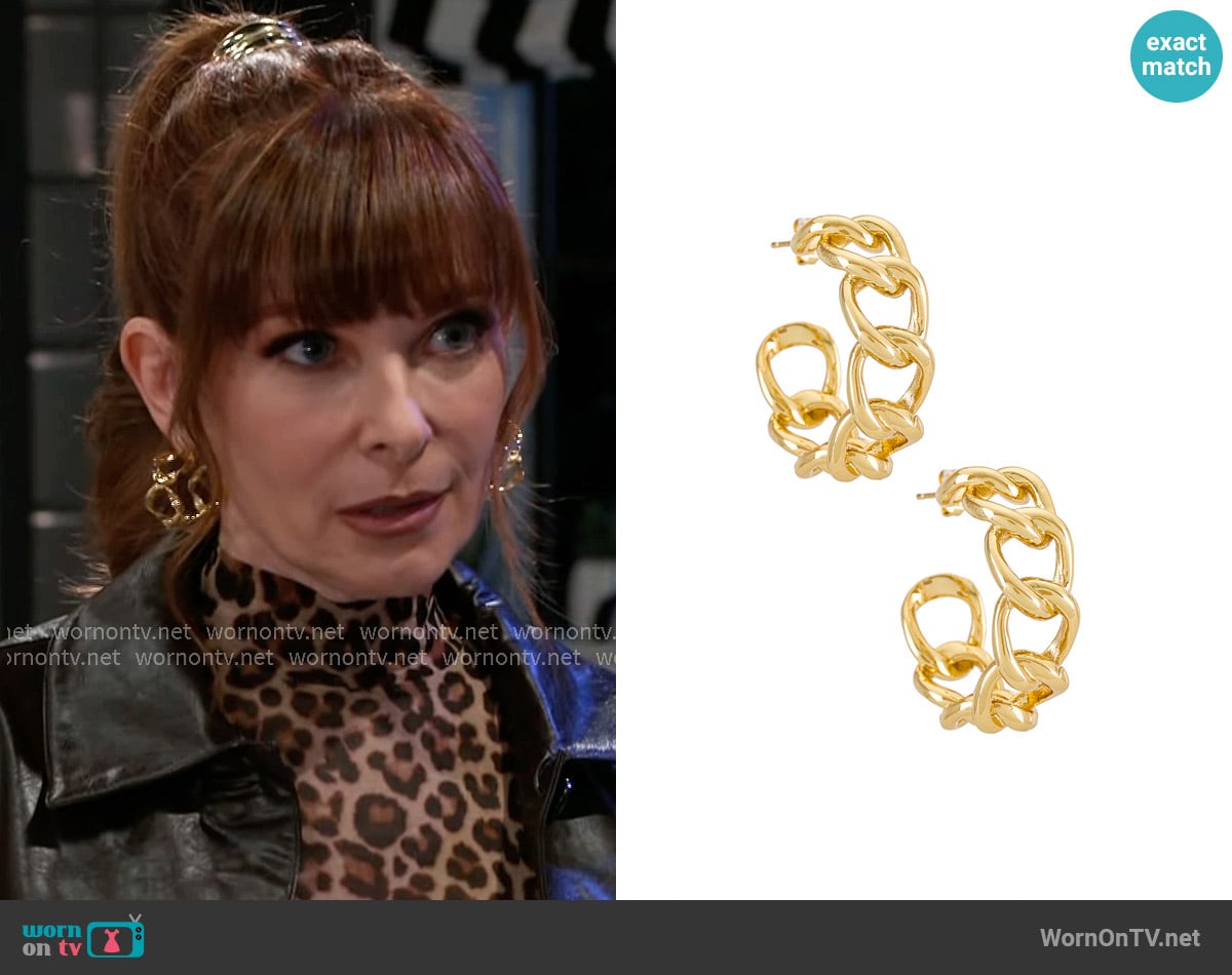 Bracha Solitaire Hoop Earrings worn by Pamela Curtis (Cady McClain) on Beyond the Gates