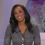 Brittany’s black tweed v-neck dress on Good Morning America