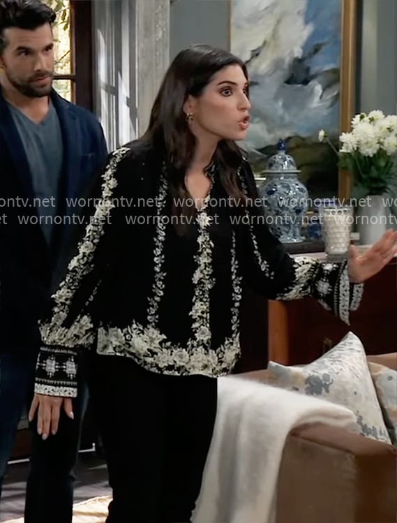 Brook Lynn’s black floral blouse on General Hospital