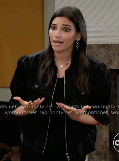 Brook Lynn’s black short sleeve jacket on General Hospital