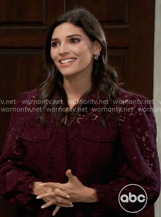 Brook Lynn’s dark purple lace shirt on General Hospital