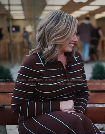 Brook Walker’s brown striped polo dress on NBC News Daily