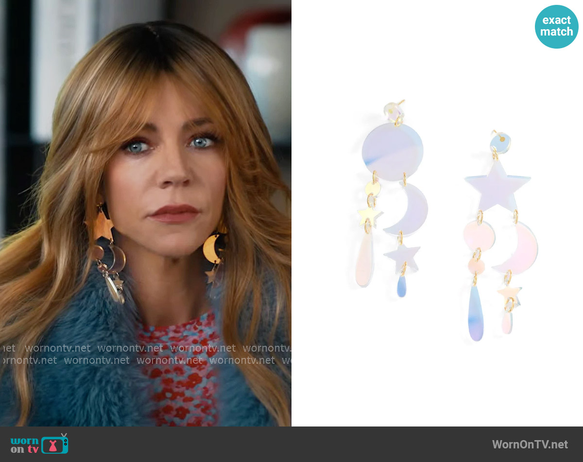 By Chavelli Stella Celestial Dangly Earrings In Iridescent worn by Morgan Gillory (Kaitlin Olson) on High Potential