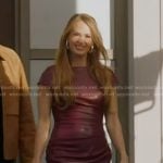 Carrie’s red cap sleeve leather midi dress on American Idol