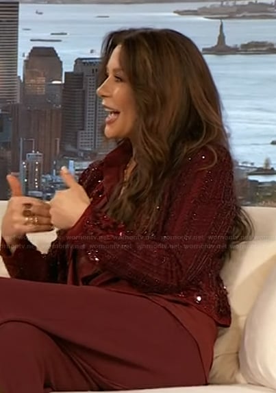 Catherine Zeta Jones’ red embellished jacket on The Drew Barrymore Show