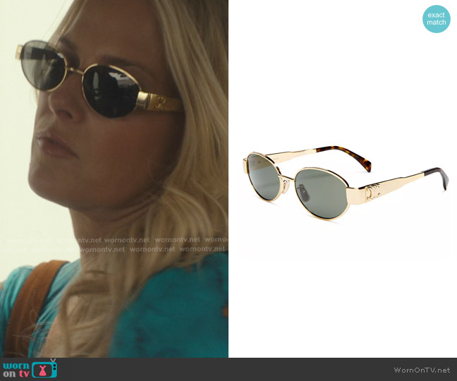 Celine Triomphe Metal Round Sunglasses worn by Angela Norris (Ali Larter) on Landman