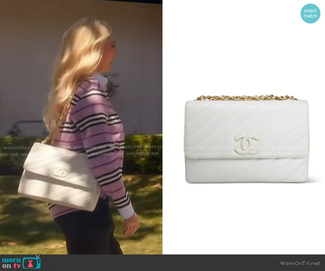 Chanel Caviar Quilted Diagonal Stitch Jumbo Flap Bag worn by Erika Jayne on The Real Housewives of Beverly Hills