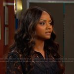 Chanel’s black paisley lace blouse on Days of our Lives