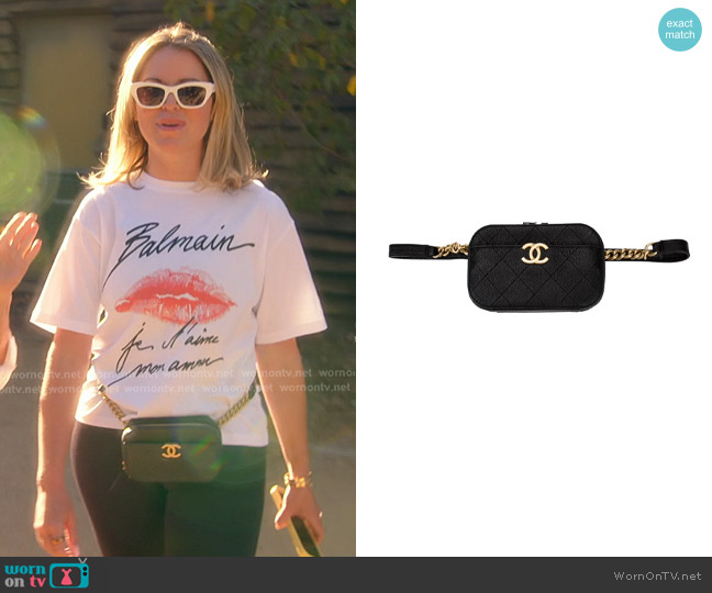 Chanel Quilted Caviar Leather Chic Affinity Belt Bag worn by Amanda Frances on The Real Housewives of Beverly Hills
