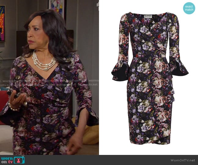 Chiara Boni La Petite Robe Triana Dress in Renaissance Blue worn by Paulina Price (Jackée Harry) on Days of our Lives