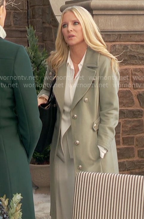 Christine’s sage green coat on The Young and the Restless